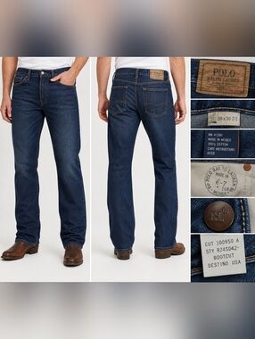 Polo Ralph Lauren Jeans 38x30 Bootcut Dark Wash Denim RL Logo Classic Men's.